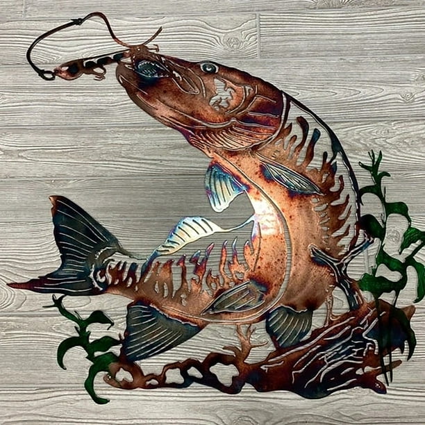 3d Metal Wall Art Fishing Decor Hanging Hunting Scene For Indoor Outdoor Com - Outdoor Animal Wall Art
