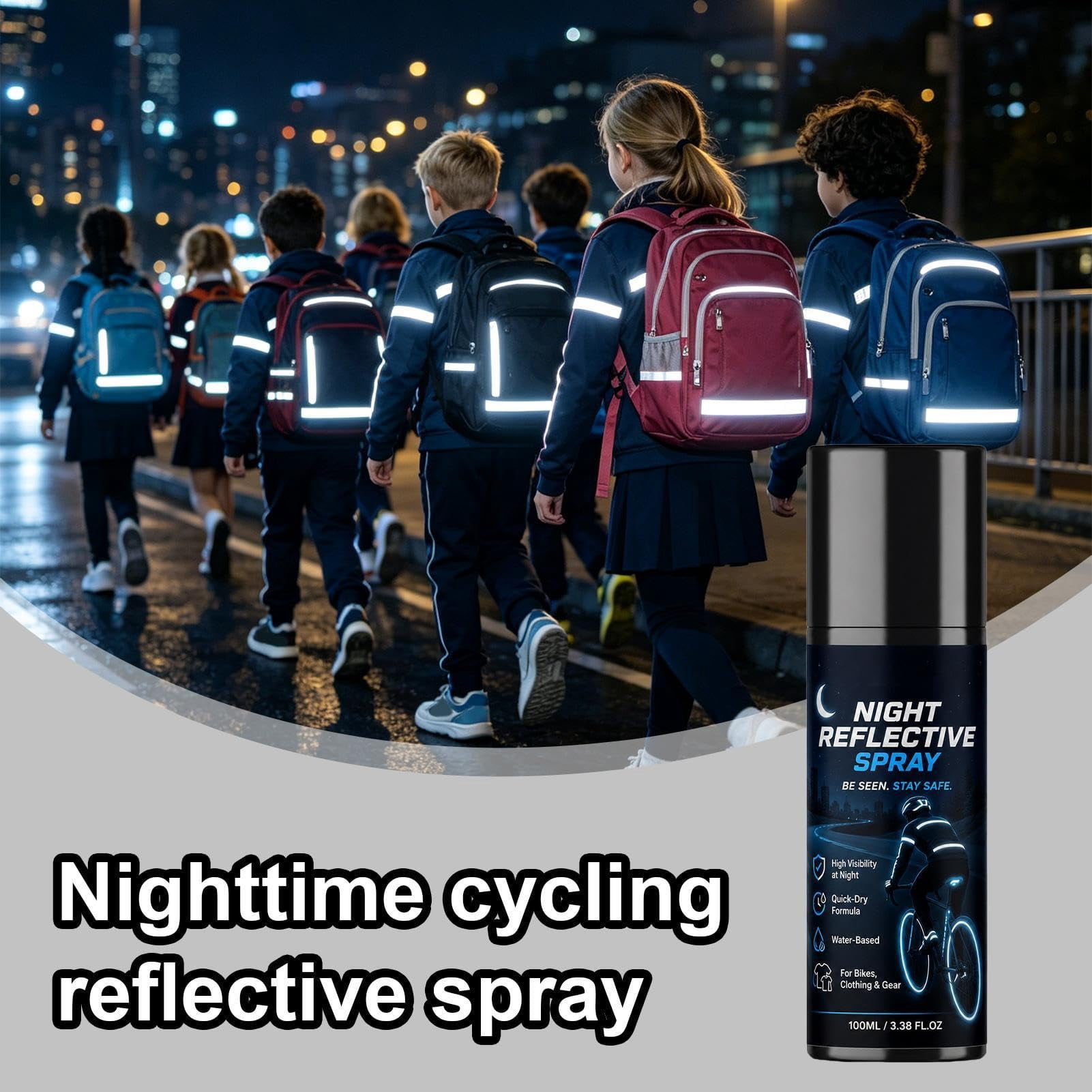 214944 Night Reflective Spray, 100ml Clear Reflective Spray Paint | Reflective Coating Spray, Weatherproof Safety Fluorescent Paint, For Nighttime Cycling, Running, Walking, Driveway Traffic