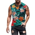 thumbnail image 2 of Njoeus Mens Undershirts Men's Tee-Shirts Men's Floral Tank Top Sleeveless Tees All Over Print Casual Sport T-Shirts for Hawaiian Beach Vacation M-4Xl Oversized Tee Shirt Men, 2 of 5
