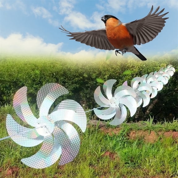 HYG Reflective Pinwheels Strings 10 Meters of 8 Pieces Wind Spinners Sparkly Hanging Bird Repellent Wind Spinners Scare Bird Deterrent Windmills Sparkly Pinwheel for Garden Decor Yard Patio Farm