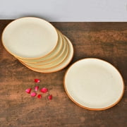 Studio Pottery Ribbed Ceramic Dinner Serving Plates Set Of 6 - Off White, Diameter: 10 Inches | Full Plates | Platter - Fiesta Of Hope Collection