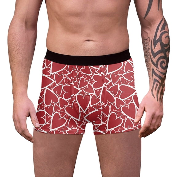 Xmyrz Valentine's Day Boxers For Men Underwear Elastic Waist Thin Heart Comfortable Cool Relaxation Fitted Printed Underpants