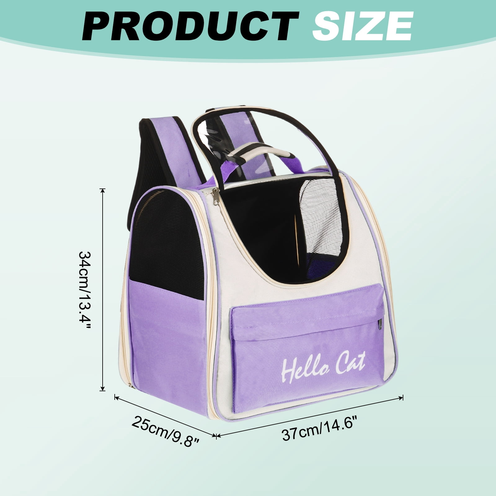 Uxcell Cat Backpack Carrier, Large Space Ventilated Mesh Design for Cats or Small Dogs (Purple, 14.6"x9.8"x13.4")