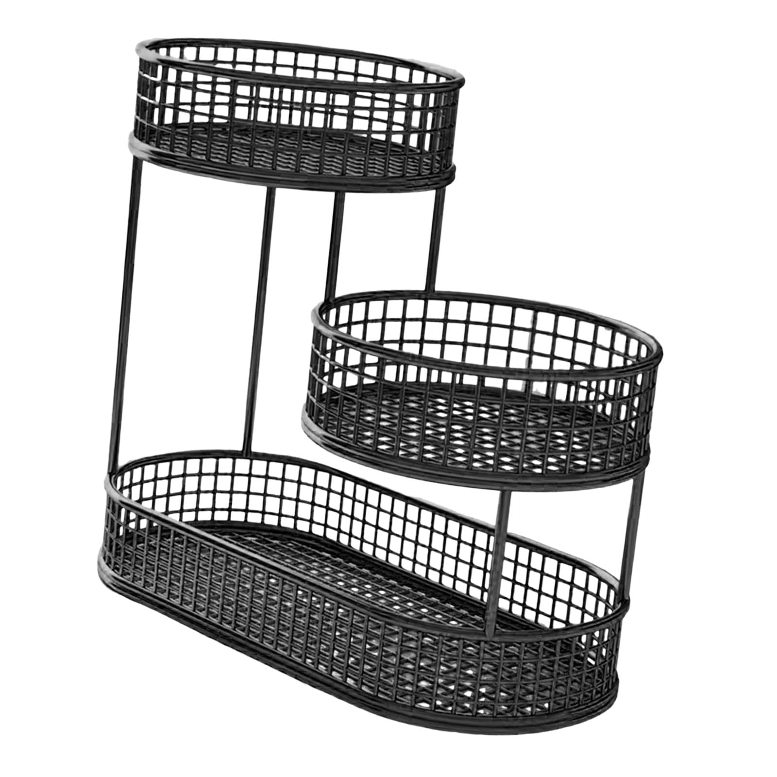 Baoblaze Metal Fruit Basket Serving Stand Wrought Iron Fruit Stand Large Capacity Counter Space Saver Fruits Stand Holder Serving Bowl black