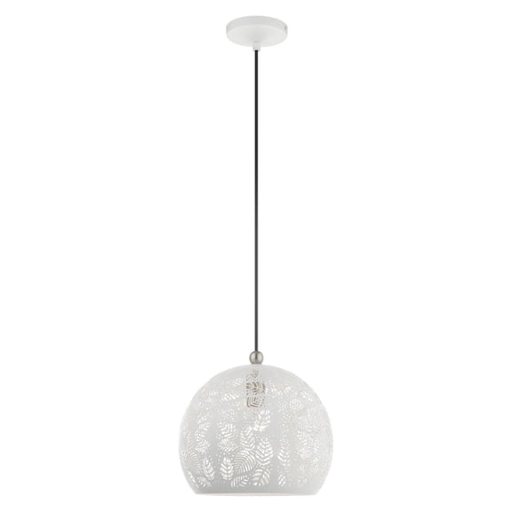 49542-03 Livex Lighting Chantily - 1 Light Pendant in Bohemian Style - 11.75 Inches wide by 14 Inches high-White/Brushed Nickel Finish    -Traditional