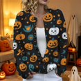 thumbnail image 2 of JIAYUE Halloween Cardigan for Women Loose Graphic Print Crew Neck Knit Sweater Long Sleeve Button Front Tops For Casual Holiday, 2 of 5
