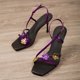 thumbnail image 4 of Correas de Tacón para Tacones Altos Mujeres Patente Diapositivas Hebilla Envolvente Floral Diamante Embellecido Esbelto Tacones Altos Vestido Sandalias, 4 of 9