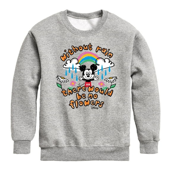 Disney - Mickey Mouse - Without Rain, No Flowers - Youth Crewneck Fleece Sweatshirt