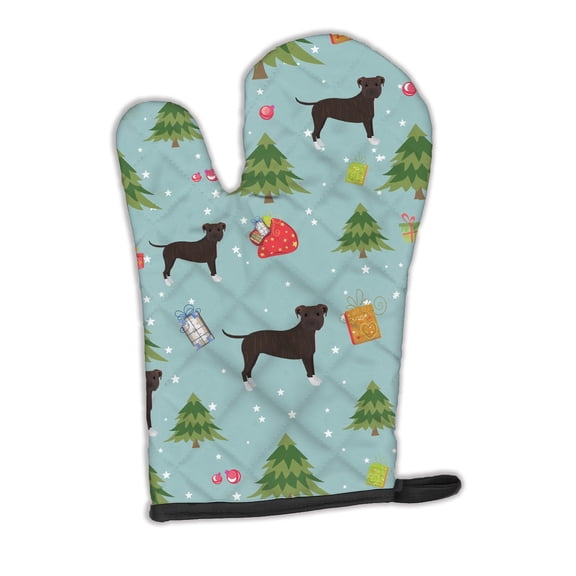 Christmas Brindle Staffordshire Bull Terrier Oven Mitt
