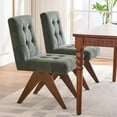 thumbnail image 3 of Kidol & Shellder Modern Upholstered Dining Chairs Set of 2 Tufted Armless Kitchen Chairs with Linen Fabric & Wooden Legs,Green, 3 of 9