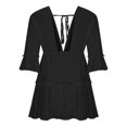thumbnail image 4 of Robes d'Été et d'Automne pour Femmes 2023 Col en V Profond Manches 3/4 à Volants Robe Courte de Plage Vacances, 4 of 6