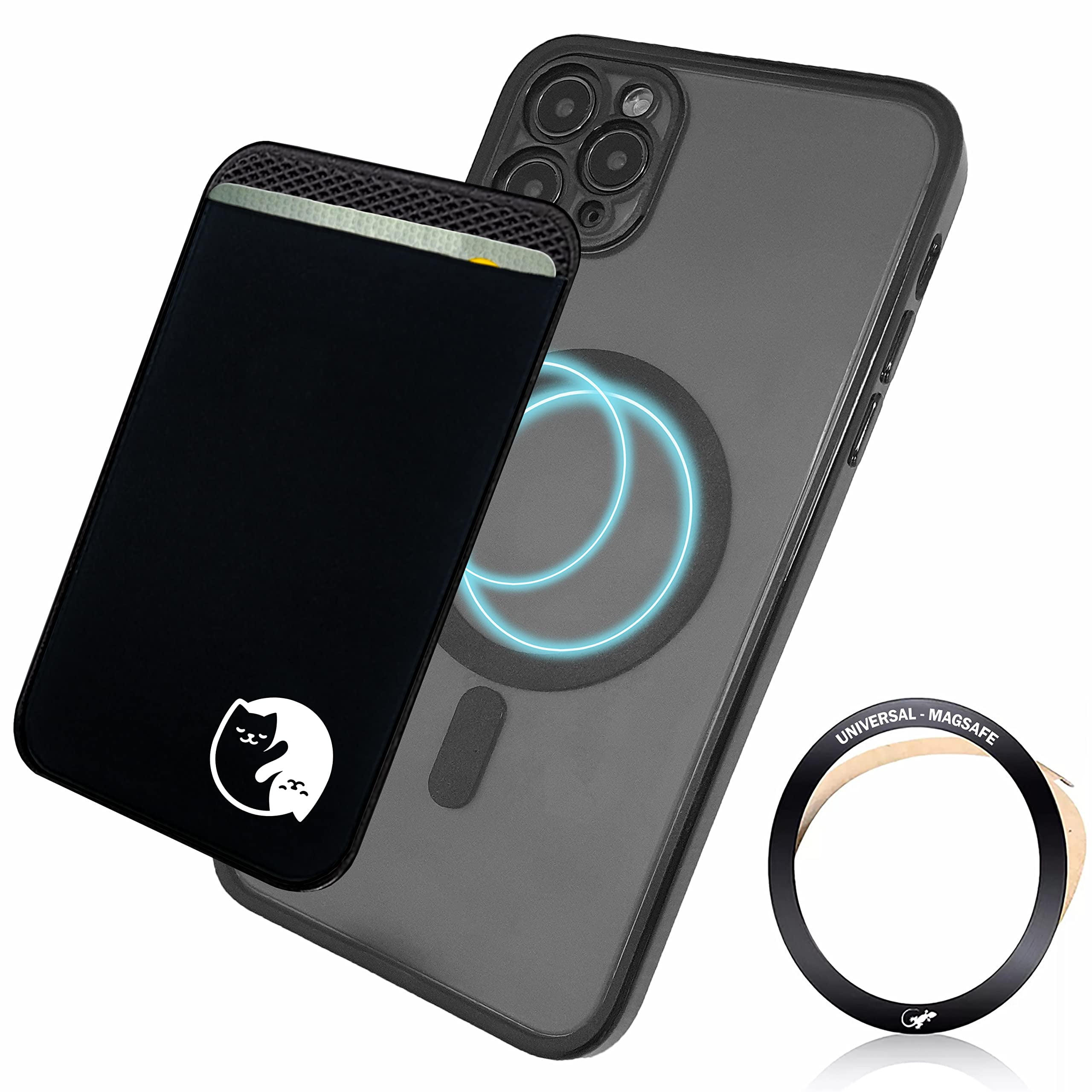 Gecko Travel Tech Portafoglio Magnetico Per IPhone 15 Pro Max – Con Protezione Schermo E Custodia Gel, Adattatore Incluso, Colore Nero/Bianco - 2