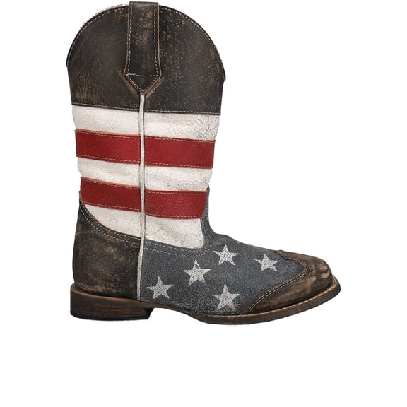 Roper Boys Americana Flag Square Toe Cowboy Mid Calf Western Boots