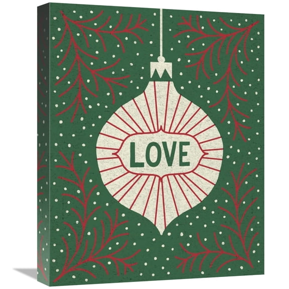 Global Gallery's 'Jolly Holiday Ornaments Love' By Michael Mullan Stretched Canvas Wall Art