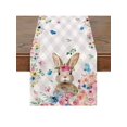 thumbnail image 1 of 1PC Easter Table Runner, Stripe Rabbit Floral Spring Table Runner For Indoor Outdoor Home Holiday Party Easter Decor, 1 of 4