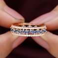 thumbnail image 3 of Rosec Jewels 1.50 CT Elegant Created Blue Sapphire and Diamond Wedding Band Ring, 18K Rose Gold, US 3.00, 3 of 7