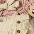 thumbnail image 5 of XDZJLR Baby Boy Girl Romper Autumn Winter Double Layer Crepe Jumpsuit With Waistband Long Pants Headband Outfit Toddlers Infants Beige 1-3 Months, 5 of 8