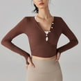thumbnail image 6 of Trendy Base Layer Crop Top Women Long Sleeve Keyhole Crop Tops with Thumb Hole for Women Seamless Ribbed Cropped Tee, 6 of 6