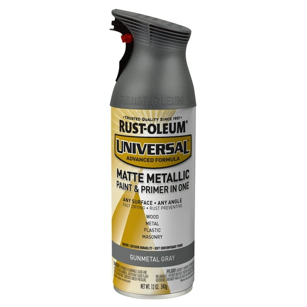 Gunmetal Gray RustOleum Universal All Surface Matte Metallic Spray Paint and Primer in 1, 11 oz