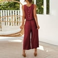 thumbnail image 6 of Gkeoshab Sweaters for Women Women's 2 Piece Outfits Casual Summer Sleeveless Tops and Long Lounge Sets With Pockets Wine M, 6 of 8
