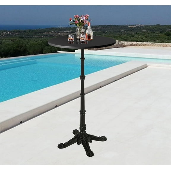 LOKKHAN 43.3" Tall Roman Column Table, Bar Height Standing Cocktail Bistro Pub Table, Heavy Duty Cast Iron Waterproof for Patio Backyard Garden Balcony Frontborch, Space-Saving