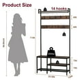 thumbnail image 5 of Coat Rack with Shoe Storage, Hall Tree with Bench, Shoes Shelf Organizer and Coat Rack for Entryway, Freestanding Clothes Rack, 5 of 6