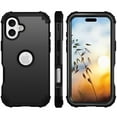 thumbnail image 3 of Decase Compatible with Apple iPhone 16 Phone Case,Shockproof Three Layer Heavy Duty Soft Silicone Rubber Bumper+Hard Plastic Hybrid Protective Case for iPhone 16,Black, 3 of 7