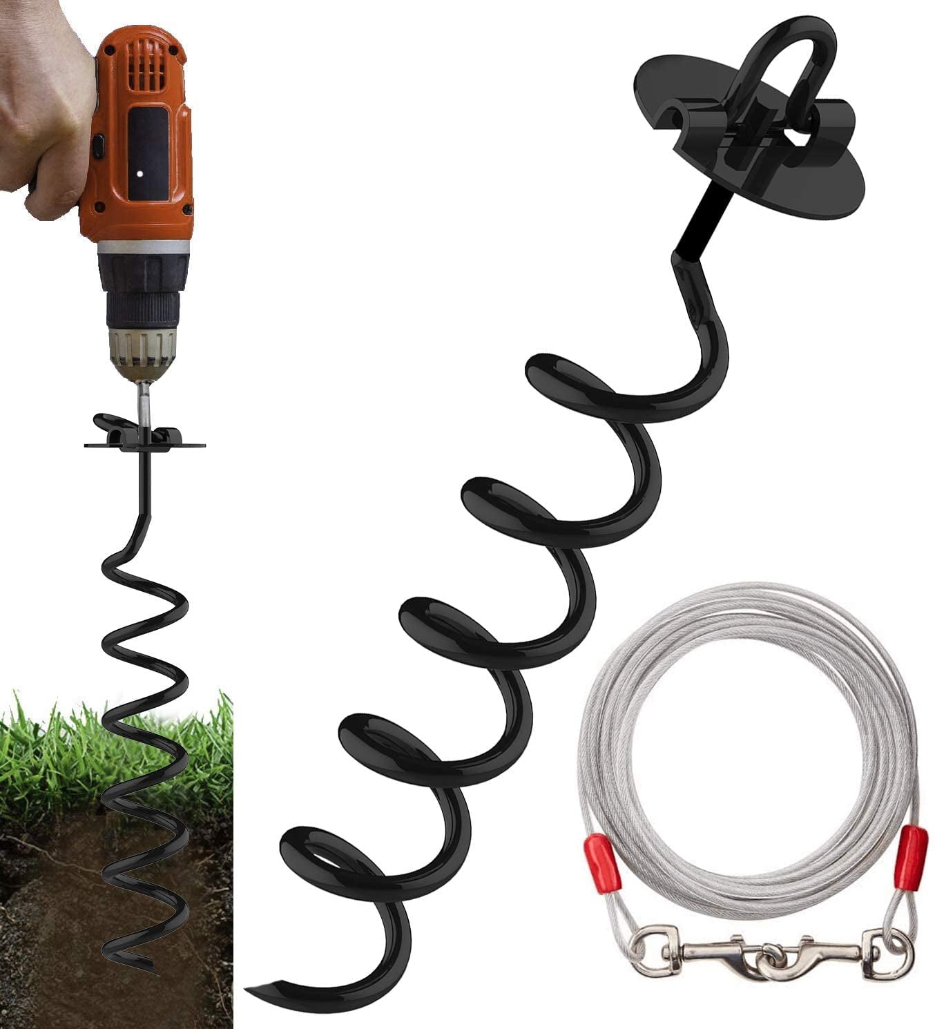 Eurmax 18inch Up to 500lbs Spiral Dog Tie Out Ground Spiral Anchor