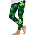 thumbnail image 2 of Avrnliq St. Patrick's Day Girls Leggings, Green Shamrock Plaid Elastic Waist Pants, Stretchy Opaque Holiday Leggings for Kids Age 4-10,Size 5 T, 2 of 7
