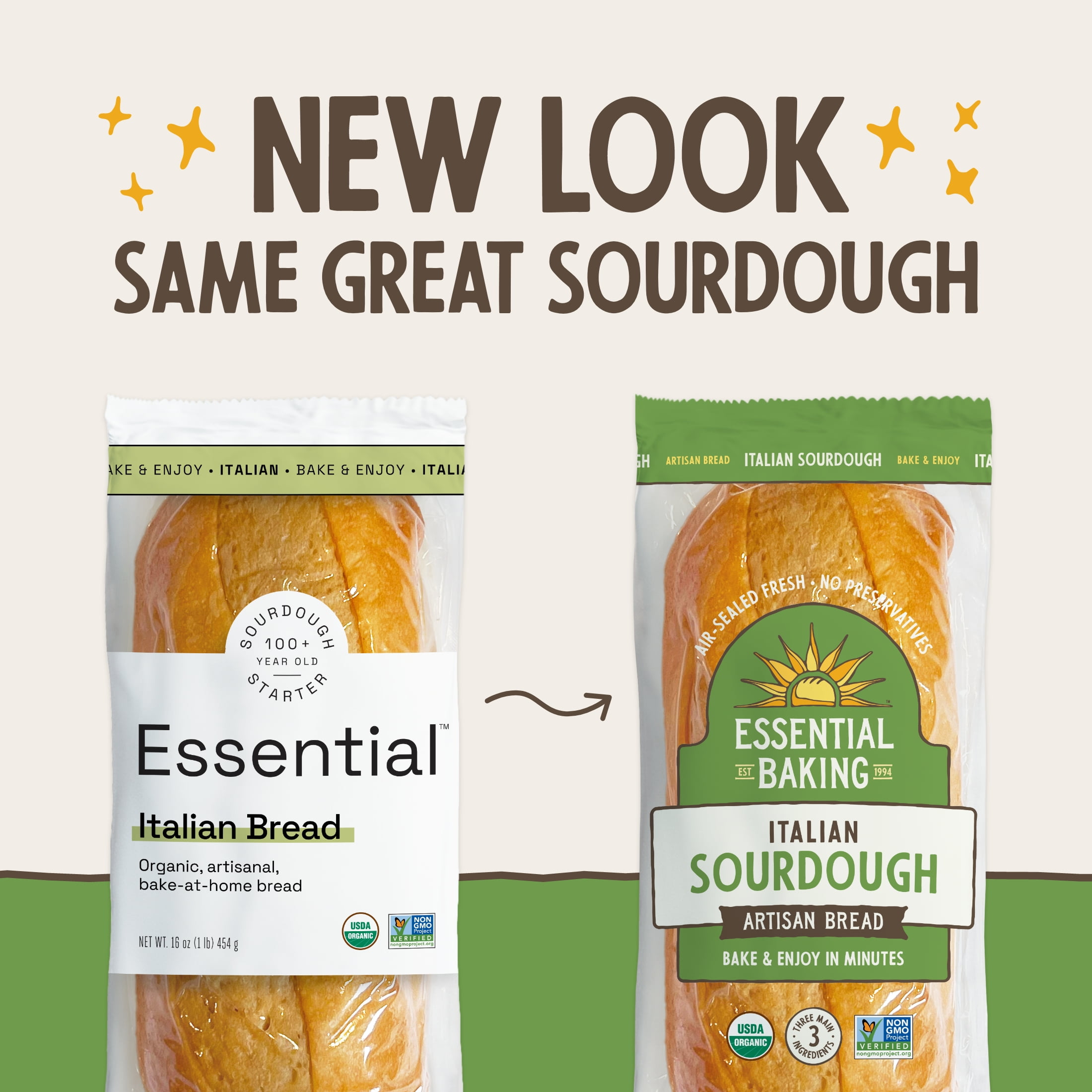 Essential Bake at Home Italian Sourdough Bread, Certified Organic, 16 oz, 4 Pack