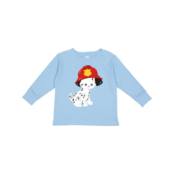 Inktastic Fireman Dog, Dalmatian, Dog With Fireman Helmet Boys or Girls Long Sleeve Toddler T-Shirt