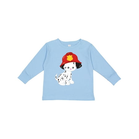 

Inktastic Fireman Dog Dalmatian Dog With Fireman Helmet Boys or Girls Long Sleeve Toddler T-Shirt