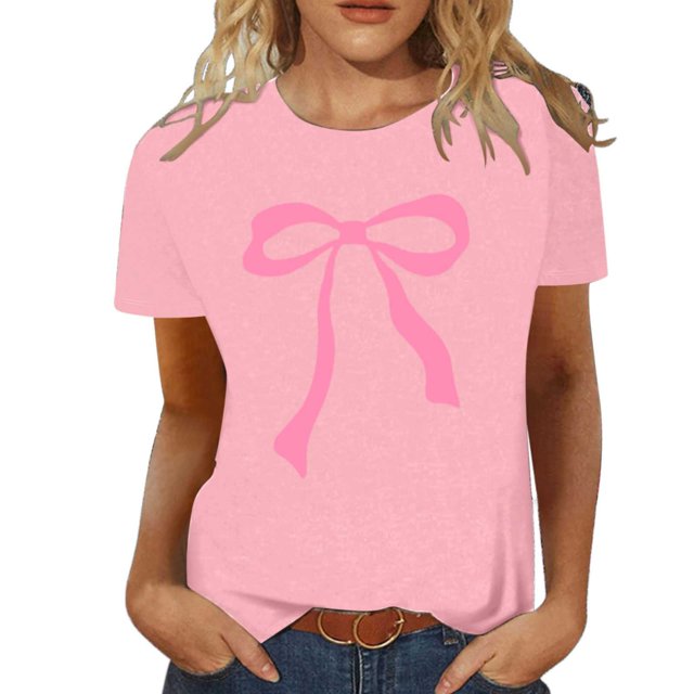 YDLCAFD Custom T Shirts Front and Back Women's Stylish Printed Crew Neck T Shirt