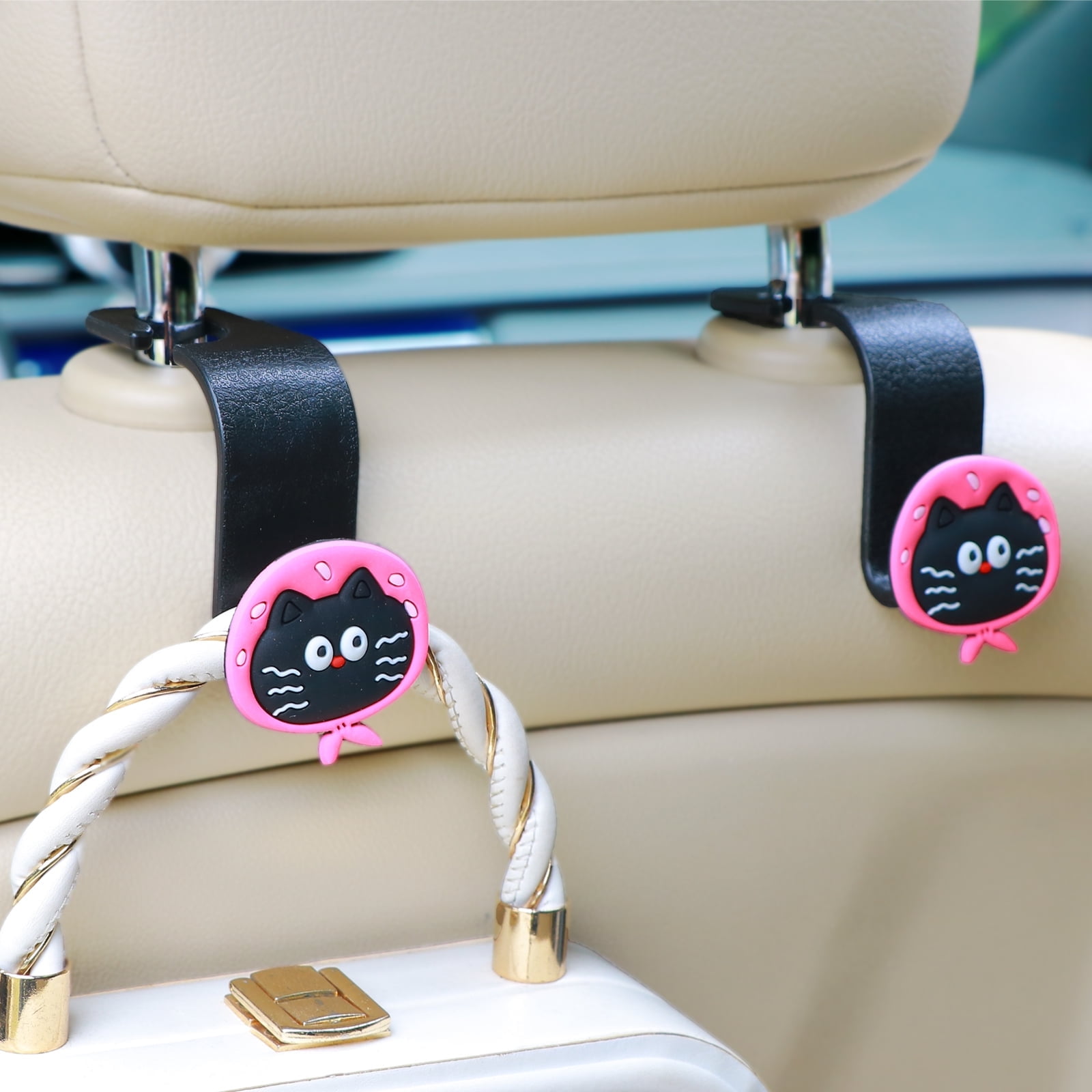 Cat Car Seat Back Hooks,Animal Headrest Hook Vehicle Hanger for Purses and Bags, Coats, Umbrellas Universal Holder 2-Pack