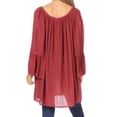 thumbnail image 2 of Sakkas Anna Casual Flowy Wide Neck 3/4 Sleeve Light Summer Boho Blouse Top - Brown - One Size Regular, 2 of 5