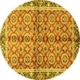 thumbnail image 1 of Ahgly Company Machine Washable Indoor Round Oriental Yellow Traditional Area Rugs, 5' Round, 1 of 4