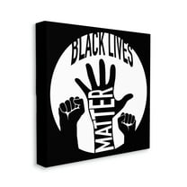 Stupell Industries Black Lives Matter Phrase United Raised Hands Canvas Wall Art by Marcus Prime