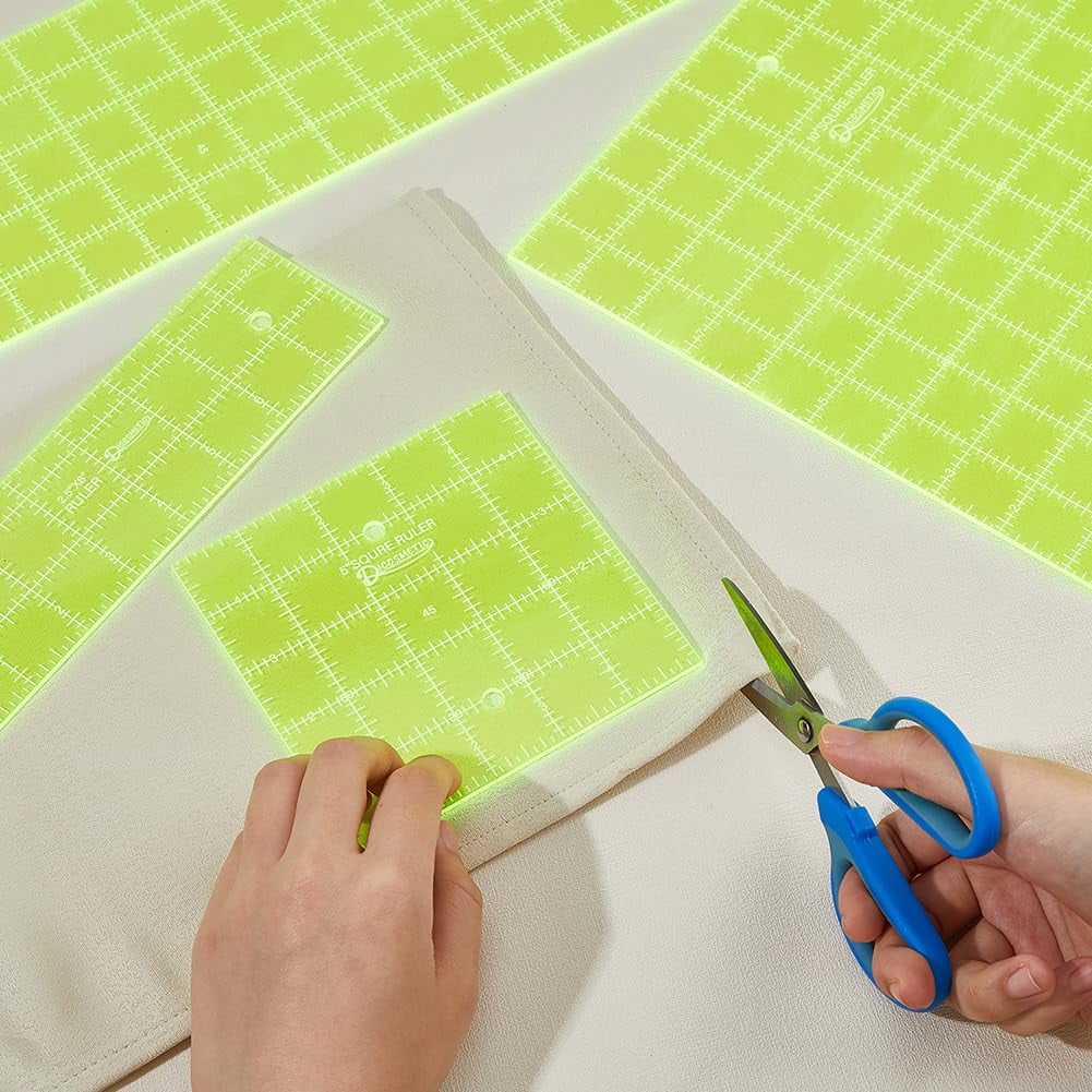 4Pcs Acrylic Quilting Template Rectangular and Square Rulers Sewing Rulers Set Creative Quilting Cutting Template Hand Patchwork Tool Stencil Template Multifunctional Ruler for DIY Craft