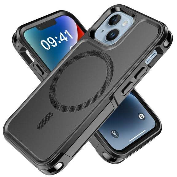 MagSafe Compatible Case For Apple iPhone 14 Plus 6.7 inch Shockproof Heavy Duty Rugged Magnetic Cover Black
