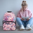 thumbnail image 2 of Yuyamidu Axolotl Girls Backpacks Elementary School Bookbag Pink Cherry Blossom Backpack Junior Students Schoolbag Kids Youth Shoulder Bag Casual Travel Beach Daypack, 2 of 7