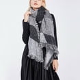 thumbnail image 3 of iMounTEK Women Lightweight Scarf, Large Warm Cozy Blanket Soft Shawl Checked Winter Scarfs for Women, Grey, 3 of 7