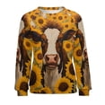 thumbnail image 7 of Farm Cows Women's Floral Printed Sweatshirt Long Sleeve Crewneck Casual Loose Vintage Graphic Pullover Tops, 7 of 7