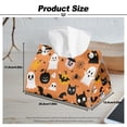 thumbnail image 7 of COEQINE Facial Tissue Cover PU Leather Tissue Paper Dispenser Rectangle Tissue Case Dispenser Organizer for Home Kitchen, Office, Car, Outdoor Tent, Hotel, Halloween Ghost Pumpkin Bat Orange, 7 of 7