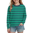 thumbnail image 6 of FAHXNVB Girls Striped Long Sleeve T Shirts Crew Neck Breathable Summer Casual Tees Tops Lightweight Kids Shirts 3-14 Years, 6 of 8