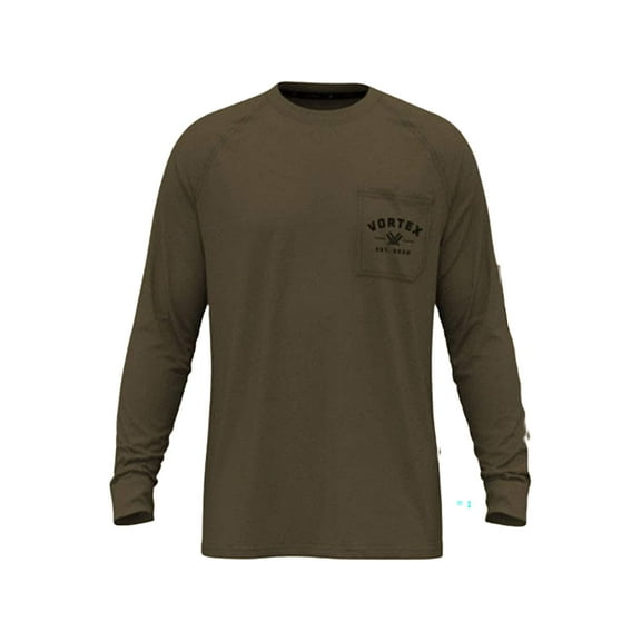 Vortex Optics Men's Outland Heavyweight Long Sleeve Crew Neck T Shirt Dark Olive 2XL