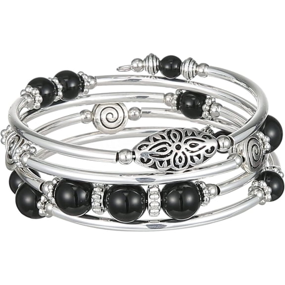 Soleilie Stackable Beaded Bracelets for Women Boho Wrap Silver Bracelet Layered Fashion Jewelry Gifts for Her