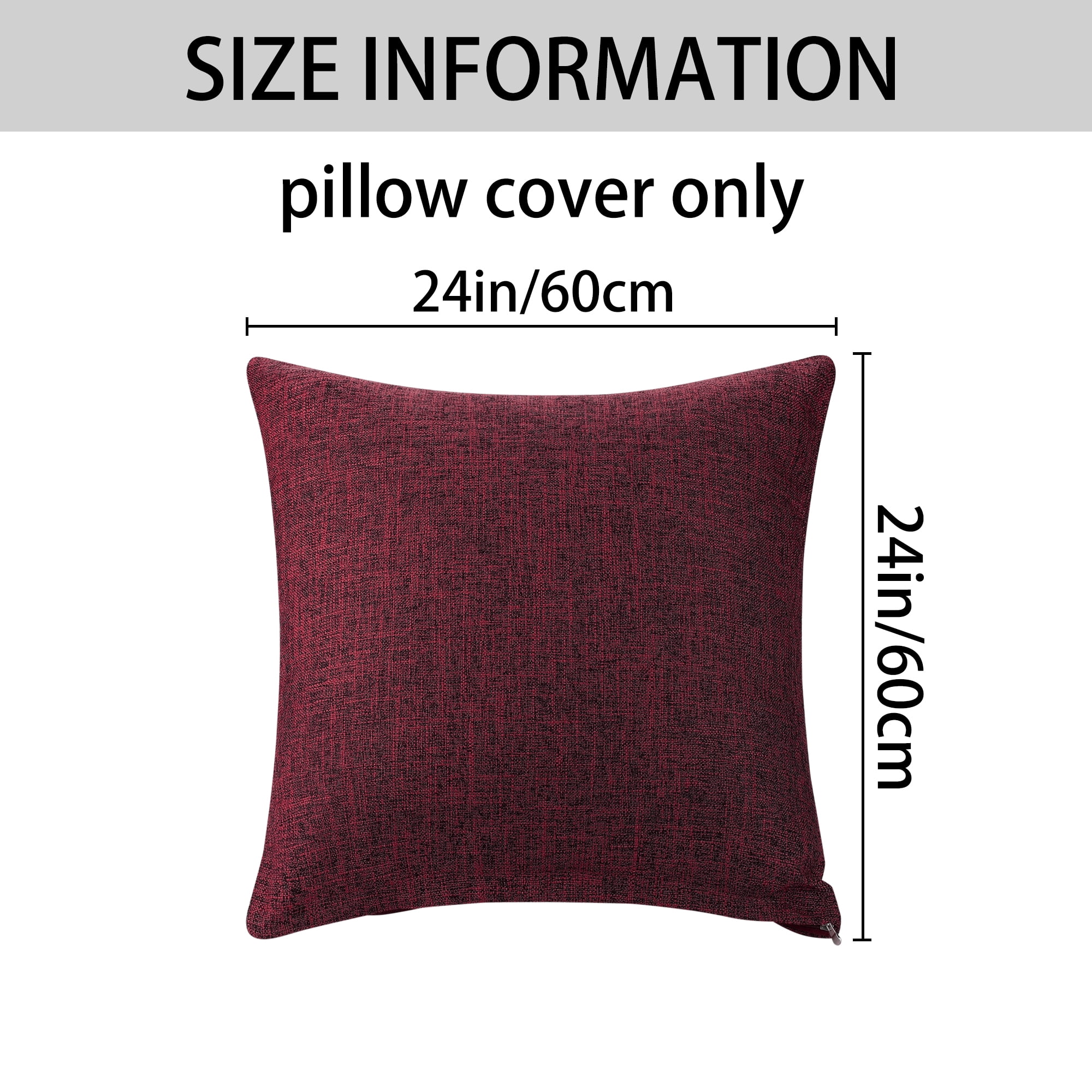 Unique Bargains Solid Indoor Linen Decorative Throw Pillow Cover 2 Pcs Claret 24" x 24"