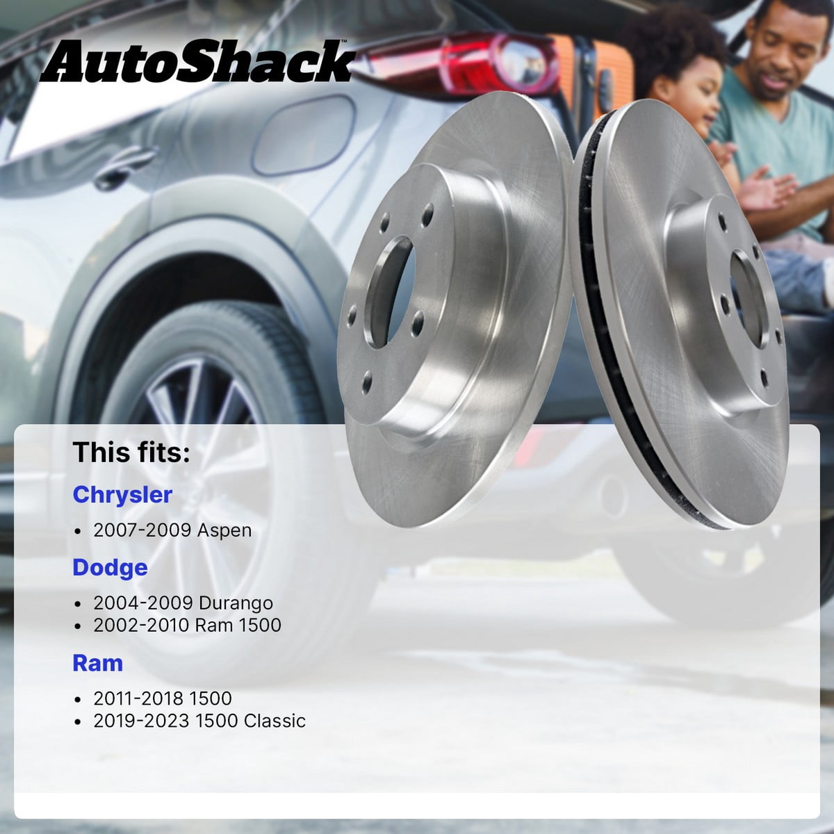AutoShack Front Brake Rotors for Ram, Dodge & Chrysler, 1500 2011-2018 Ram 1500 2002-2010 Durango 2004-2009 Aspen 2007-2009, 4WD RWD V6 3.0L 3.6L 3.7L V8 4.7L 5.7L 5.9L - 13.22" (335.9 mm), 5-Lug