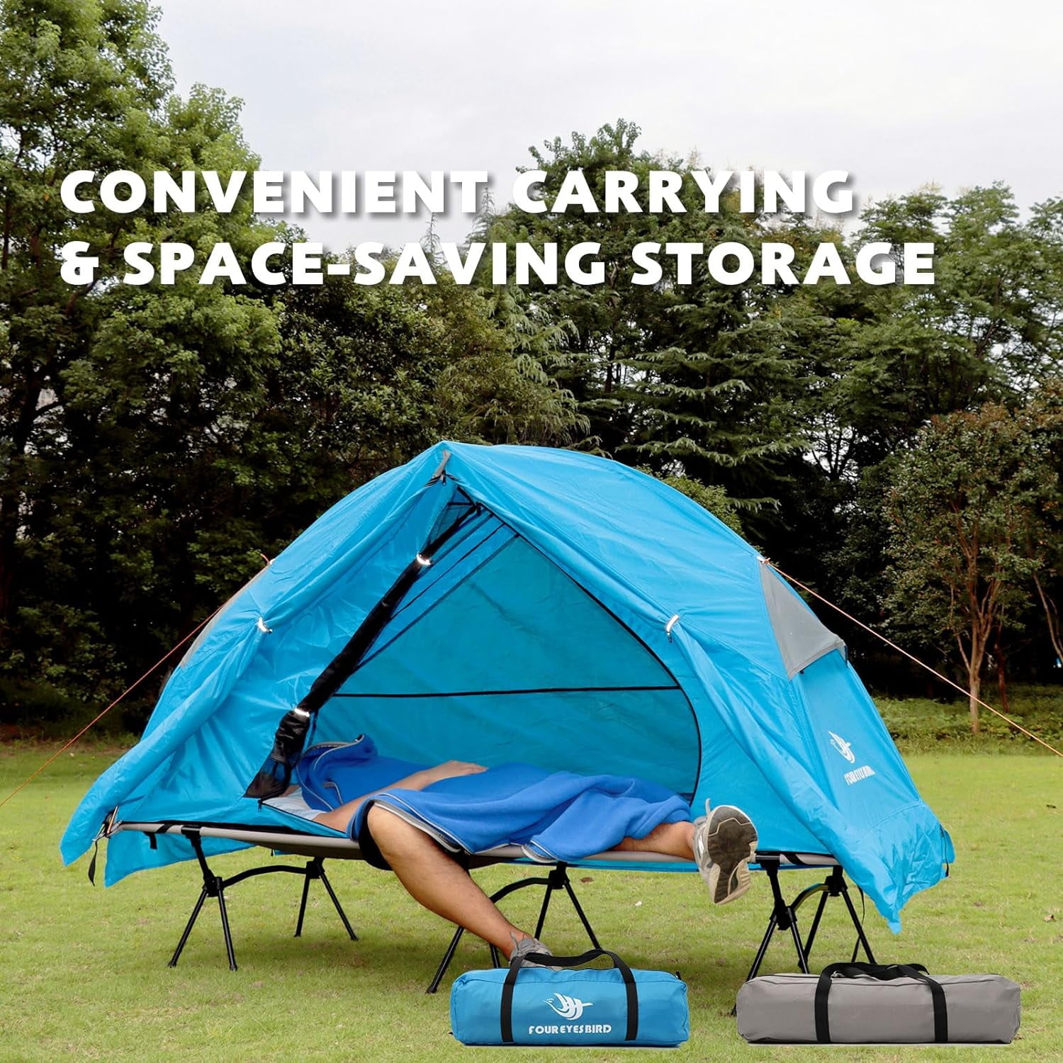 Arctic Lemmings 4-in-1 Camping Cot Tent, Foldable Off Ground Elevated Tent Set for 1 Person for Outdoor Hiking & Travel Camping