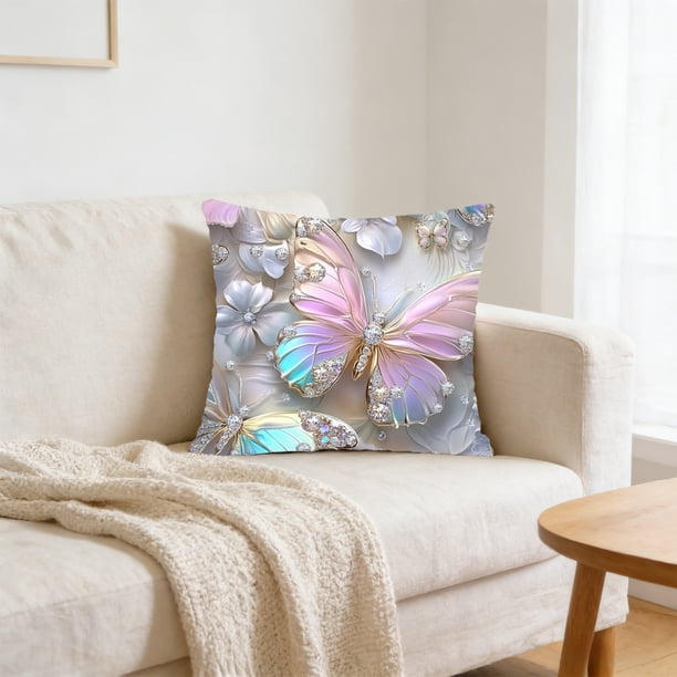 Spring Butterflys Patterns Cushion Cover Soft Throw Pillow Cover For Sofa And Chair Ideal Choice For Spring Sofa And Bedroom Decoration